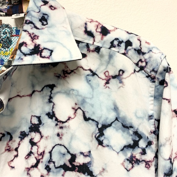 Robert Graham Marble Artwork Print Long Sleeve Button Shirt Classic Fit Size M - Picture 5 of 16